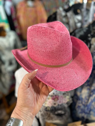 Cowboy Hat, Sequin Adjustable UPF 50 Sun Block Pink