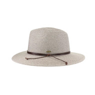 Panama Hat, Two Tone Leather Band Adjustable UPF 50 Grey Multi
