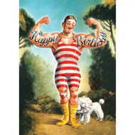 Greeting Birthday Card, Vintage Strong Man Happy Birthday