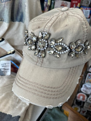 Baseball Trucker Cap, Bejeweled Khaki 