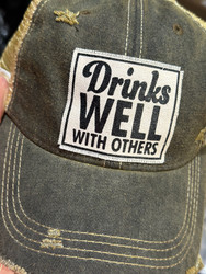 Baseball Trucker Cap, Drinks Well With Others Distressed