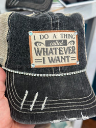 Baseball Trucker Cap, Distressed Rhinestone I Do A Thing Caller Whatever I want
