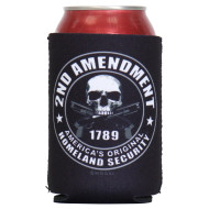 Can Cooler Koozie, Skull Double Guns 2nd Amendment 