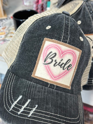 Baseball Trucker Cap, Bride Patch Black Distressed 