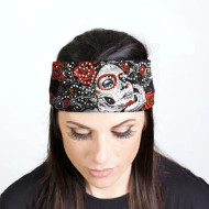 Headband Wrap, Sugar Skull Day Of The Dead Motorcycle Rhinestones