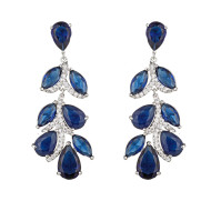 Earrings, Statement Cubic Zirconia Crystals Blue