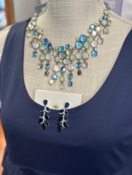 Necklace, Statement Cubic Zirconia Crystals Sage  Green Ocean Blue