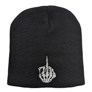 Beanie, Skeleton Middle Finger Black
