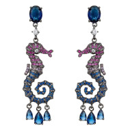 Earrings, ARRIVING SOON Seahorses Cubic Zirconia Glass Crystals