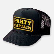 Baseball Trucker Cap, Party Captain Embroidered Black USA Made