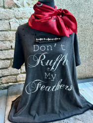 Shirt, Boho Tattered Don’t Ruffle My Feathers Black Rhinestone Bar