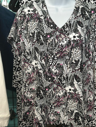Top, Short Sleeved Jumgle Tiger Lion Zebra Black White Coolant Fabric LuLu B