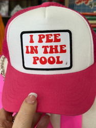 Baseball Trucker Cap, I Pee In The Pool Neon Orange