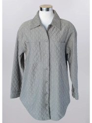Jacket, Shirt Shacket Quilted Button Up Two Pocket Olive