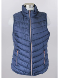 Vest, Puffed Collar 2 Zip Pockets Zip Up Navy