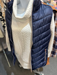 Vest, Puffed Collar 2 Zip Pockets Zip Up Navy