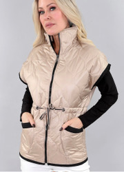 Vest Michael Tyler, ARRIVAL 8-20 Michael Quilted Tie Gather Waist Champange