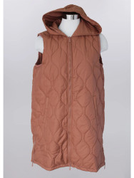 Keren Hart Vest Long, ARRIVAL 9-15 Quilted Hooded 2 Zipper Pockets Pumpkin