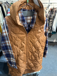 Keren Hart Vest Long, ARRIVAL 9-15 Quilted Hooded 2 Zipper Pockets Pumpkin