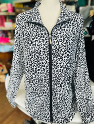 LuLu B Jacket Beachtime Leopard Print 2 Way Zipper 2 Zipper Side Pockets