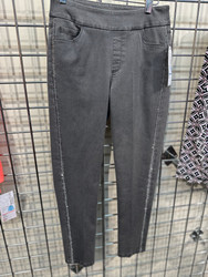LuLu B Pants Bling Rhinestone Side Seam Detail Black