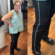 LuLu B Pants Bling Rhinestone Side Seam Detail Black