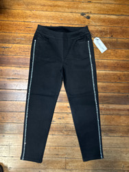 LuLu B Pants Bling Rhinestone Side Seam Detail Black