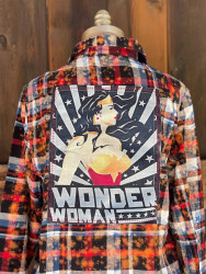 ARRIVING SOON Angry Minnow Plaid Flannel Wonder Woman Red Black Oversized