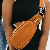 Purse Sling Crossbody Caramel Brown Woven XTra Extender Strap