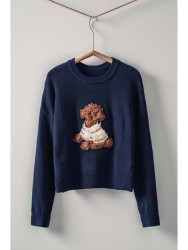 Arriving Soon Sweater Puppy Dog Whimsical Navy