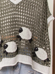 Top Crocheted Olive Green Sheep 