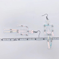 Earrings Halloween Skull Skeleton Light Reflecting Dangle 