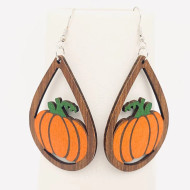 Earrings Pumpkin Wood Thanksgiving Halloween