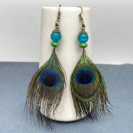 Earrings Peacock Feathers Dangle