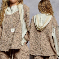ARRIVING SOON Pullover Hoodie 1/4 Zip Quilted Top Beige