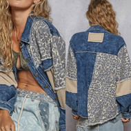 ARRIVING SOON Jacket Jean Indigo Blue Leopard