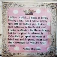 Canvas Art Audrey Hepburn I Believe In Pink I Believe In Kissing 8x8x8