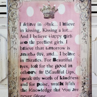 Canvas Wall Art Audrey Hepburn 18x12 Glitter & Rhinestones Pink Kissing