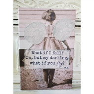 Canvas Wall Art Fairy Girl Glitter Wings 8x12 What If I Fall What If You Fly