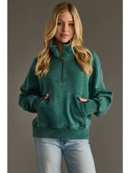 Sweatshirt By Panache 1/4 Zip Kangaroo Pocket Winter Green