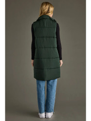 Vest Long By Panache Snap & Zipper Closure Two Pockets Hunter Green