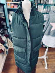 Vest Long By Panache Snap & Zipper Closure Two Pockets Hunter Green