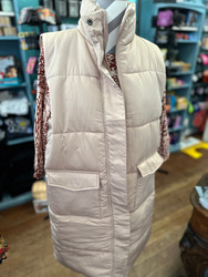 Vest By Panache Long Tan 2 Pickets Zipper Snap Closure