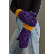 Mittens Purple Gold Mn Vikings SKOL Fleeced Lined Cable Knit