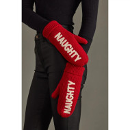 Mittens Red Naughty Cable Knit Fleece Lined 