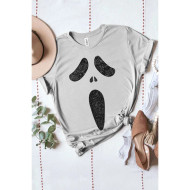 ARRIVING SOON T-Shirt Scream Skull Face Washed Grey Halloween Scary