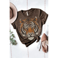 ARRIVING SOON T-Shirt Tiger Acid Washed Brown