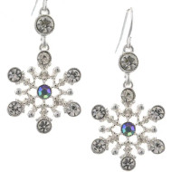 Earrings Snowflake AB Rhinestone Crystal Holiday Christmas 