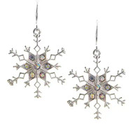 Earrings Snowflake AB Crystal Rhinestone Holiday Winter Christmas