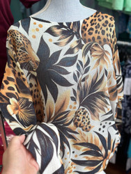 Sweater Lightweight Cheetah Leopard Jungle Brown Black
